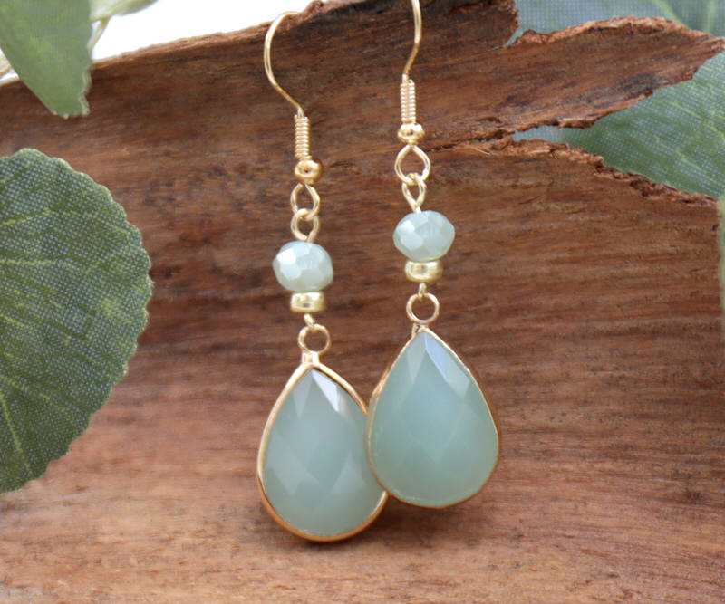 Sara Aqua Chalcedony Teardrop Earrings