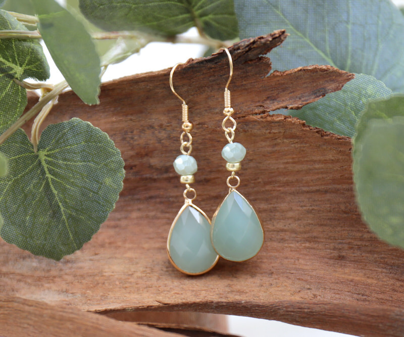 Sara Aqua Chalcedony Teardrop Earrings