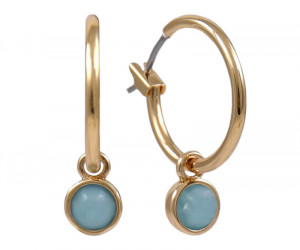 Sasha Gold Huggies with London Blue Stone, shown as a standalone product for clear identification