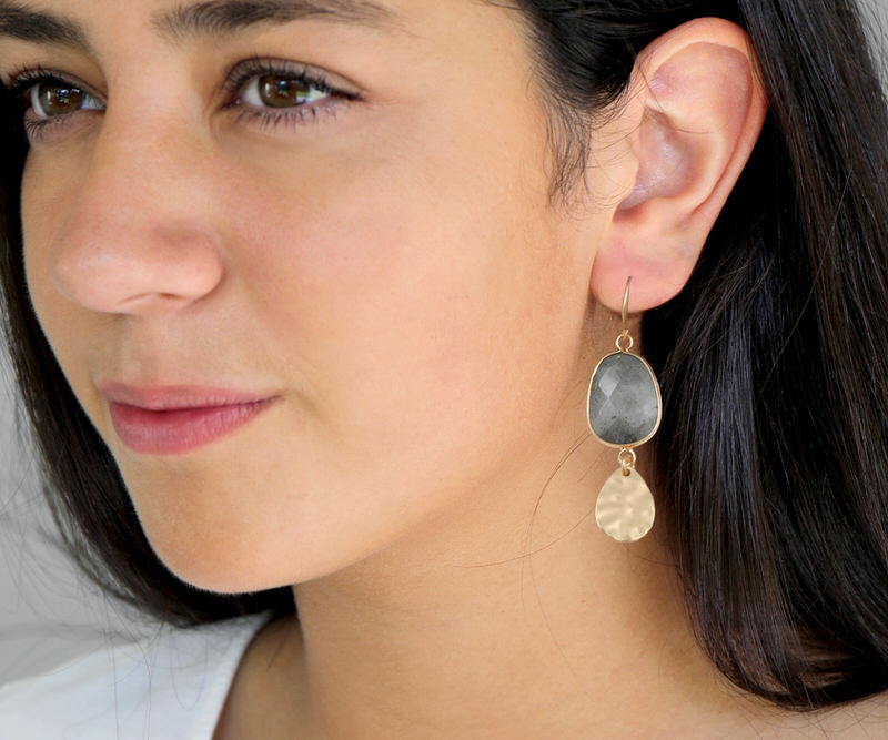 Oberon Grey Labradorite Drop Earrings