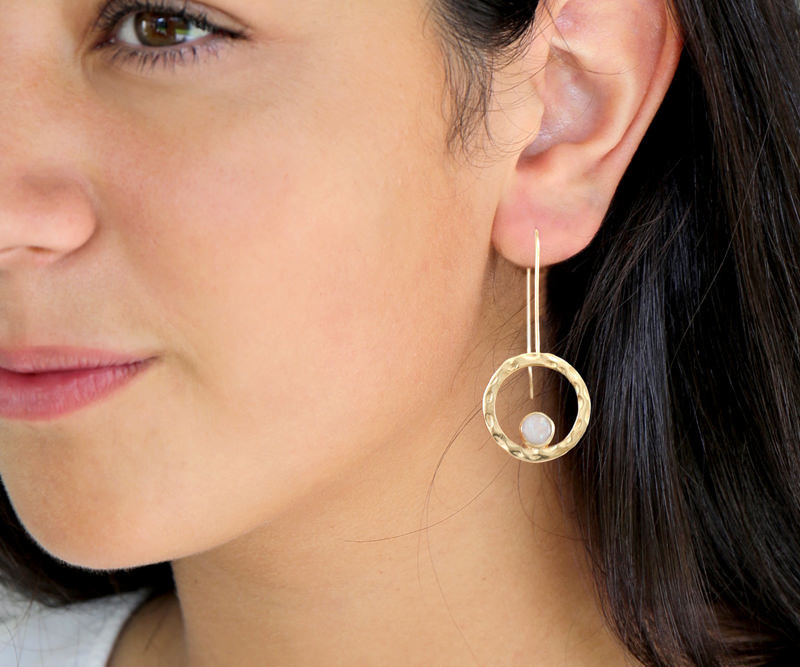Comet Moonstone Gold Earrings