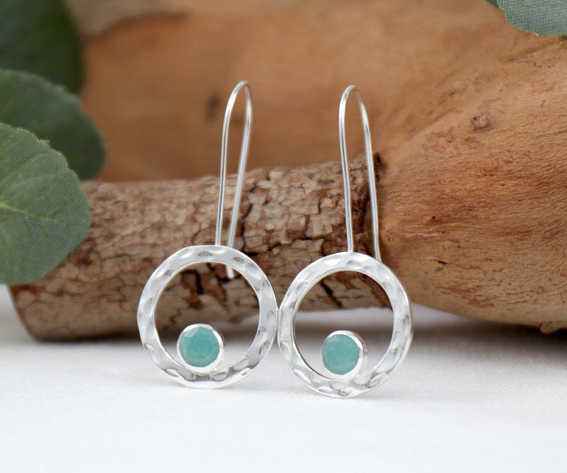 Comet Aqua Chalcedony Silver Earrings