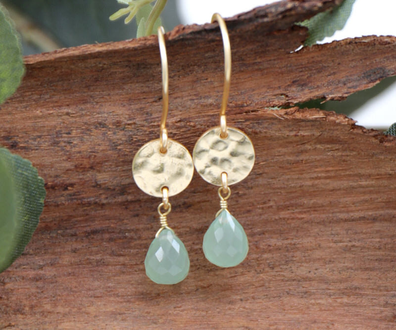 Bronte Aqua Chalcedony Gold Drop Earrings