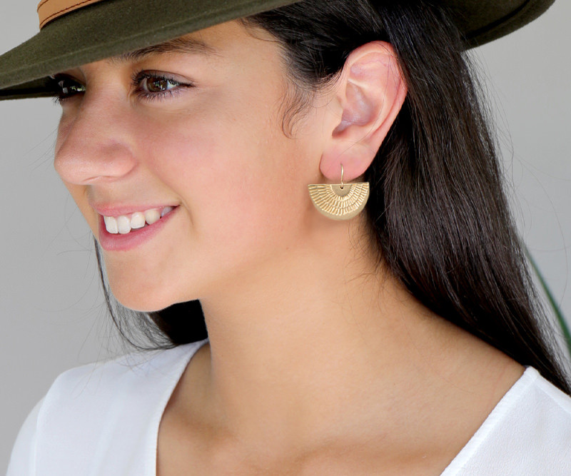 Latakia Gold Fan Earrings