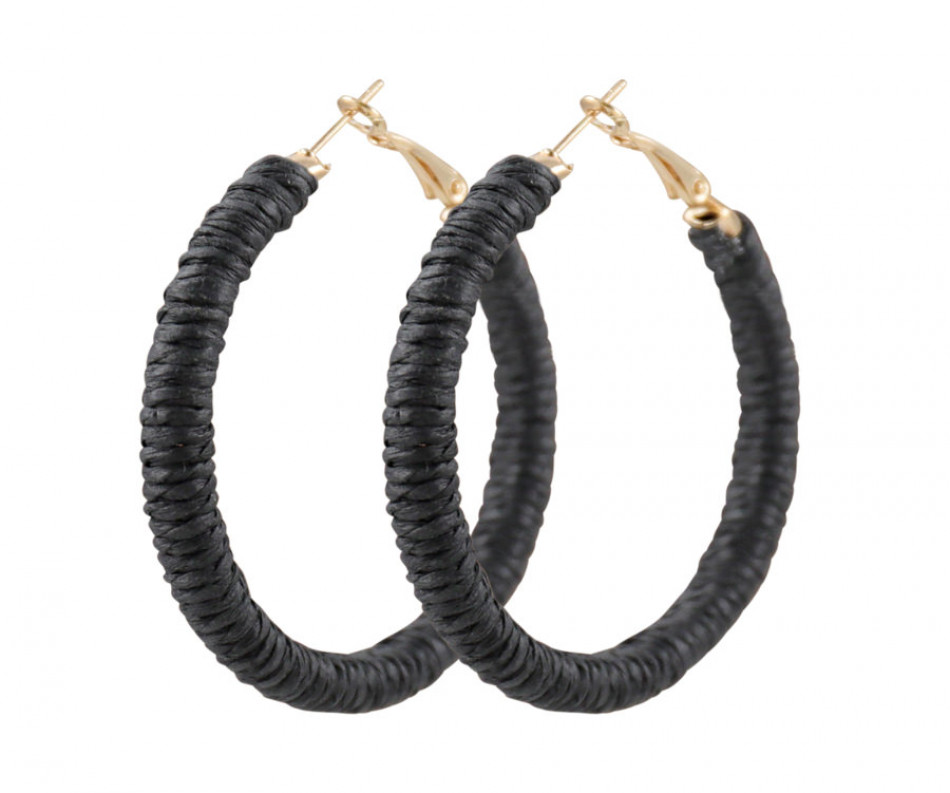 Black Blair Raffia Hoop Earrings, a jewellery accessory for personal styling