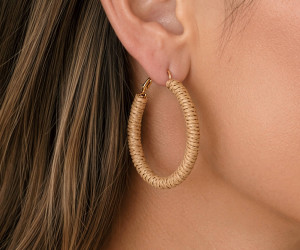 Caramel Blair Raffia Hoop Earrings, personal accessory