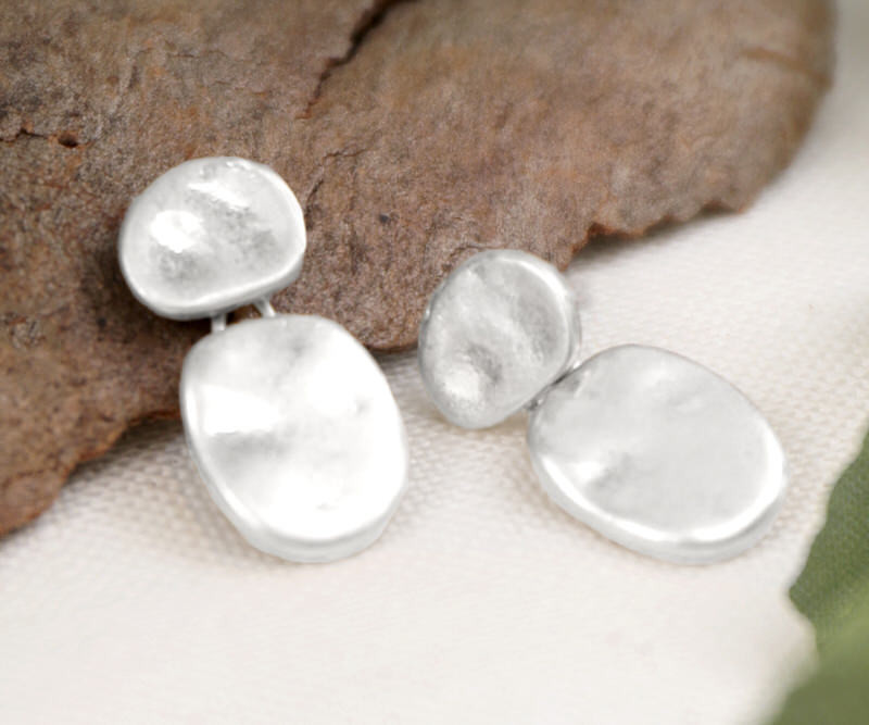 Tahira Silver Pebble Earrings