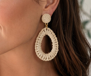 Ivory Matisse Raffia Statement Earrings, a jewellery piece designed as a decorative personal accessory