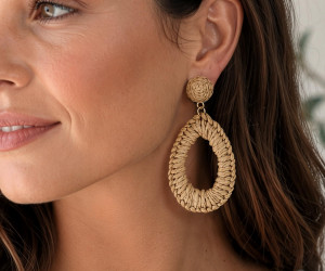 Caramel Matisse Raffia Statement Earrings, personal accessory