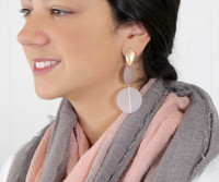 Dusk Taupe Resin Bead Drop Earrings