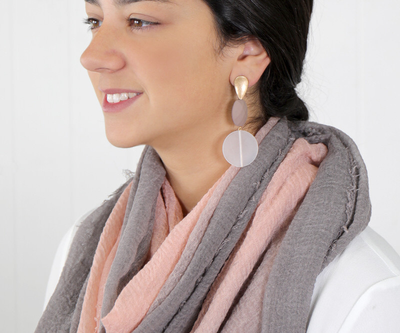 Dusk Taupe Resin Bead Drop Earrings