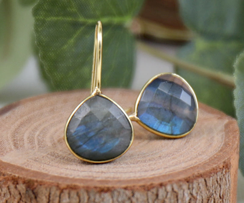 Fable Labradorite Teardrop Earrings - Gold