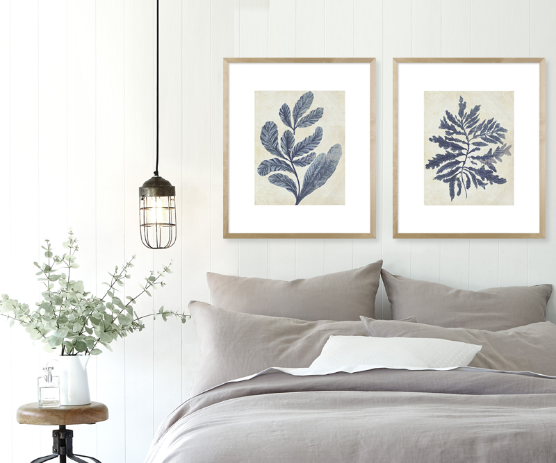 Indigo Seaweed II Blue Watercolour Wall Art Print