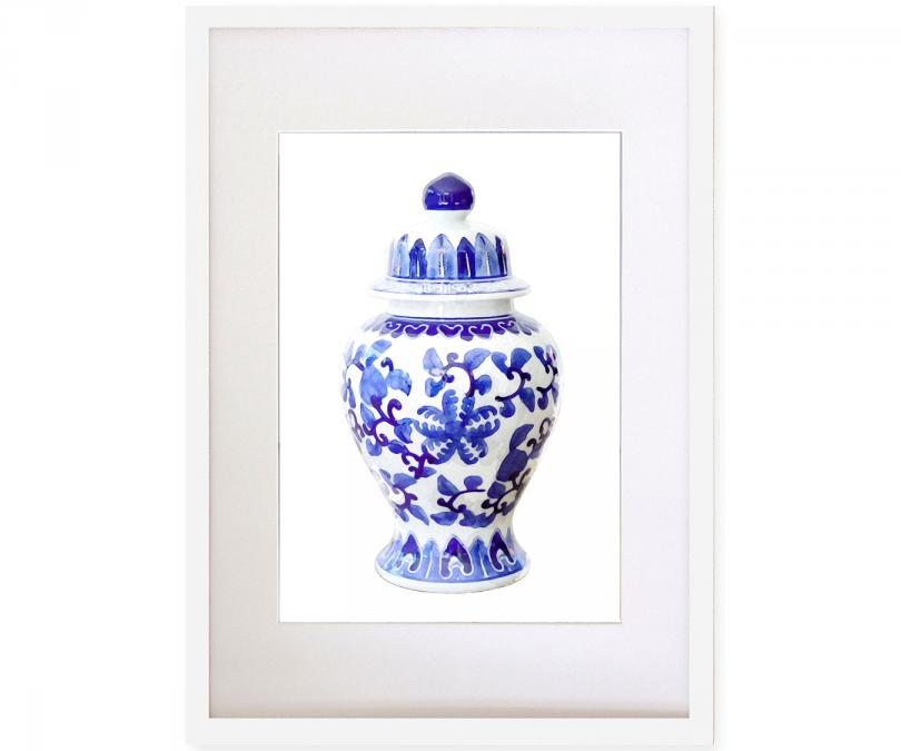 A2 Ginger Jar Print - Clifton Blue & White Framed Print