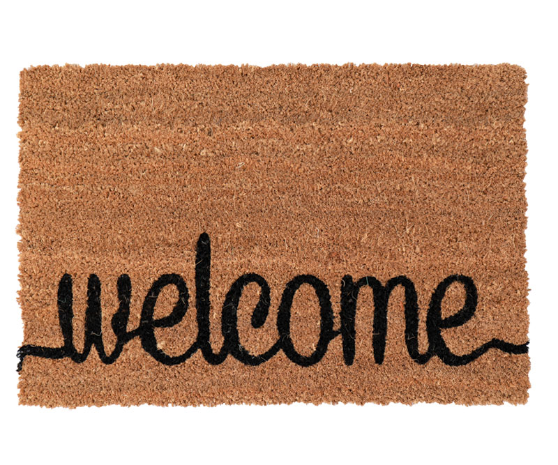 Welcome Black Regular Vinyl Backed Doormat