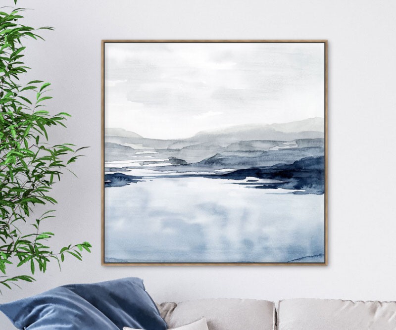 Ocean Blues II Coastal Landscape Framed Canvas Painting