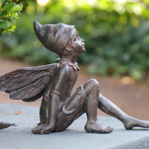Jasper the Pixie - Garden Fairy Sculpture, a decorative accent for shelf or tabletop display