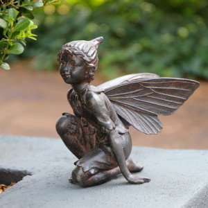 Rowan the Pixie - Garden Fairy Sculpture, a decorative accent for shelf or tabletop display