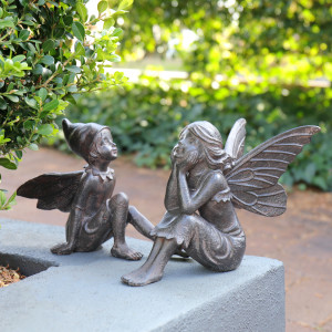 Jasper the Pixie - Garden Fairy Sculpture, a sculptural decorative accent for shelf, console or tabletop styling
