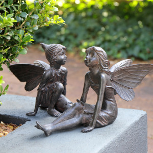 Rosetta the Fairy - Garden Fairy Sculpture, a sculptural decorative accent for shelf, console or tabletop styling