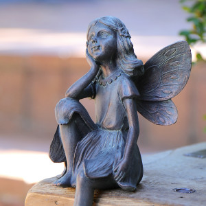 Clementine the Fairy - Garden Fairy Sculpture, a sculptural decorative accent for shelf, console or tabletop styling