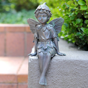 Perry the Pixie - Garden Fairy Sculpture, a sculptural decorative accent for shelf, console or tabletop styling