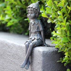 Perry the Pixie - Garden Fairy Sculpture, a decorative accent for shelf or tabletop display