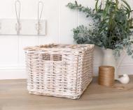 Brook Rattan Storage Basket Whitewash 30cm