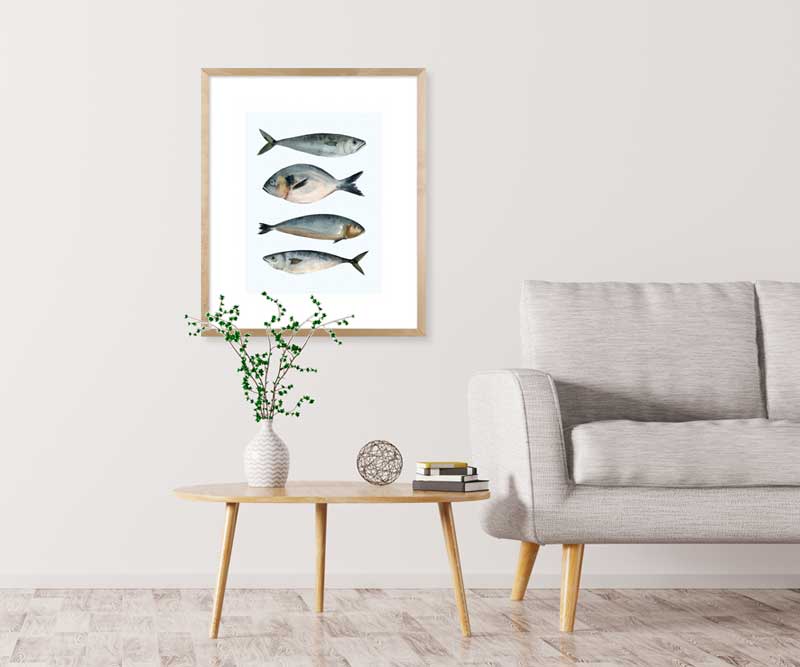 Four Fish II Art Print Framed