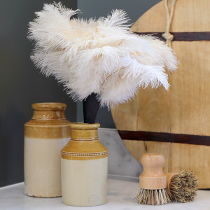 Cream Ostrich Feather Duster, a practical household cleaning accessory
