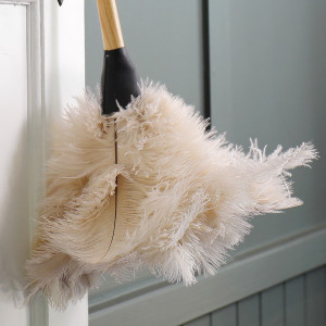 Cream Ostrich Feather Duster, a practical cleaning tool for regular household care