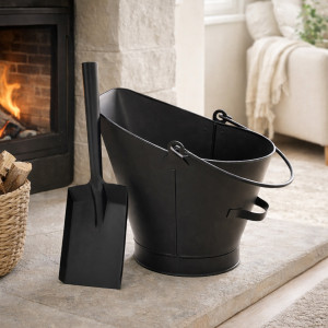 Set 2 Hadley Coal Bucket & Shovel, woven storage basket