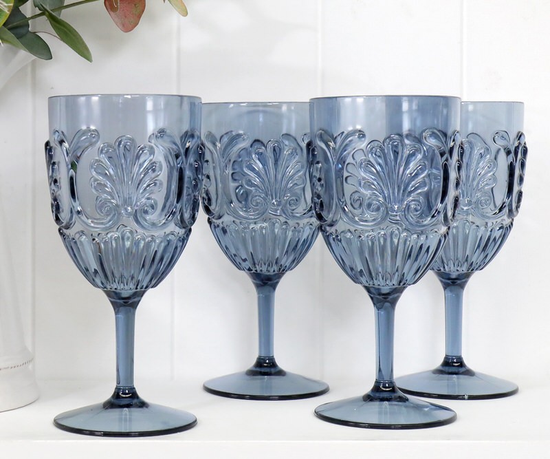 Set 4 Blue Flemington Outdoor Wine Glasses