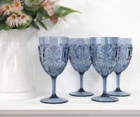 Set 4 Blue Flemington Outdoor Wine Glasses
