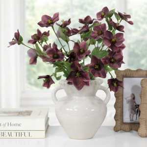 Set 3 Purple Hellebore Flower Sprays, a decorative botanical stem or arrangement for styling in a vase