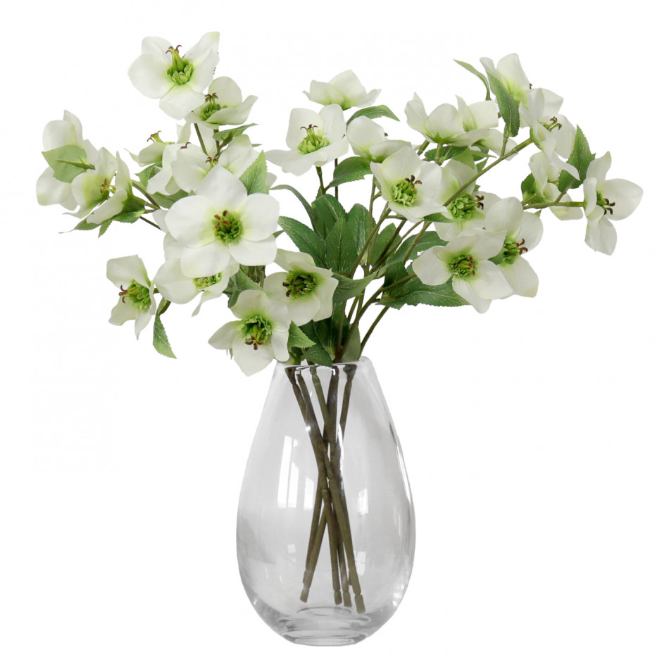 Set 3 White Hellebore Flower Sprays, decorative artificial flower or foliage stem
