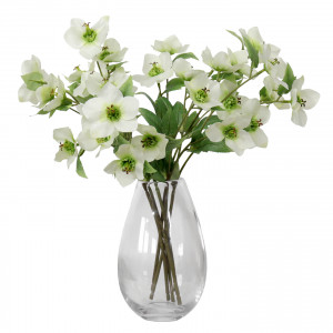Set 3 White Hellebore Flower Sprays, decorative artificial flower or foliage stem