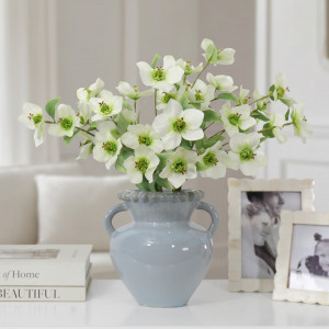 Set 3 White Hellebore Flower Sprays, a decorative botanical stem or arrangement for styling in a vase