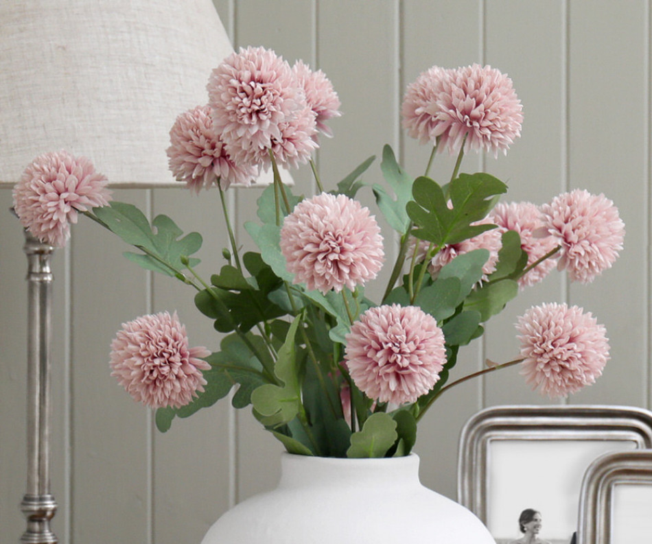 Set 5 Pink Kiku Chrysanthemum Stems