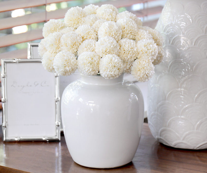 Set 18 Amelia White Pompom Flower Stems