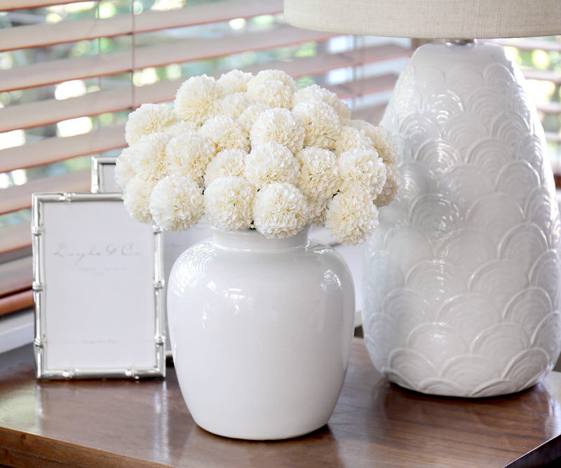 Set 18 Amelia White Pompom Flower Stems