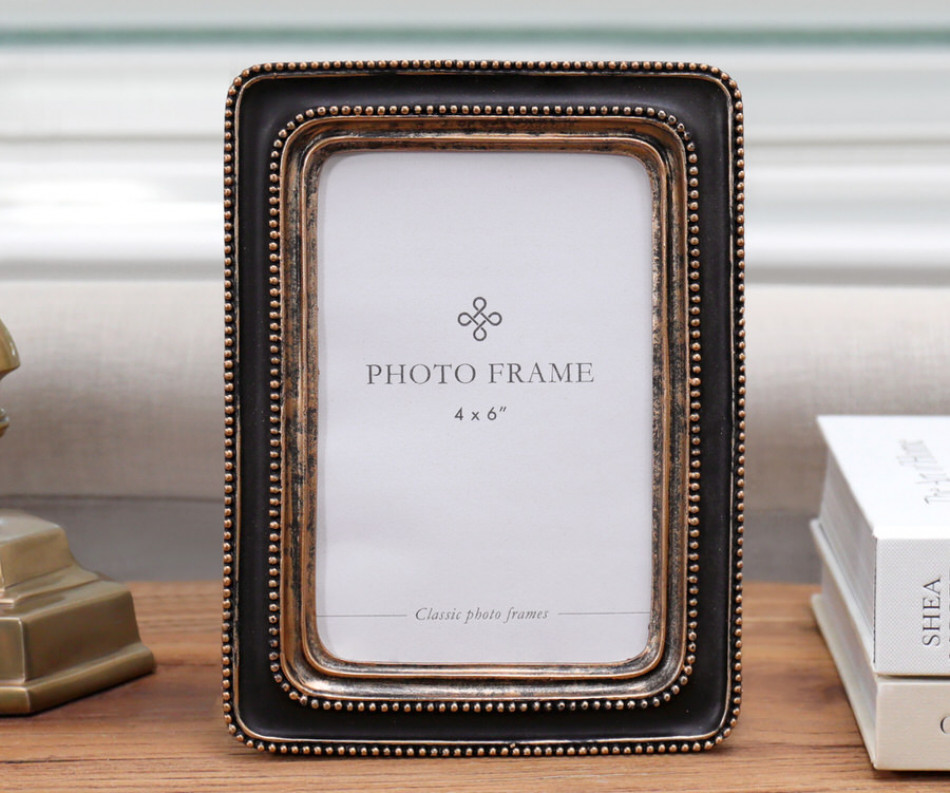 Pembroke Beaded Photo Frame Black 4x6"