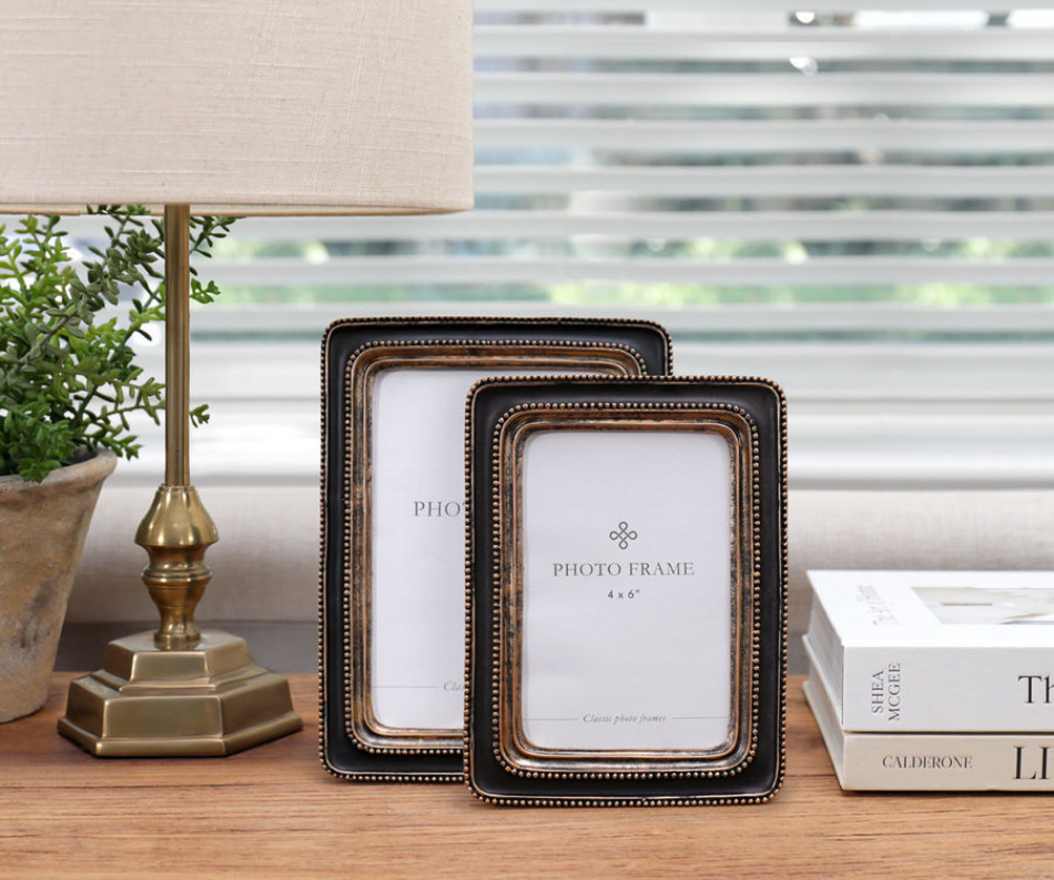 Pembroke Beaded Photo Frame Black 4x6