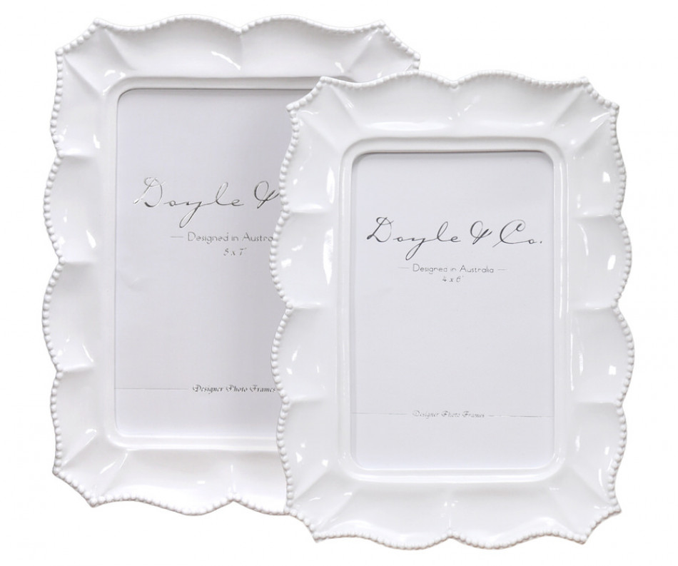 Mariana Scalloped White Photo Frame - 4x6