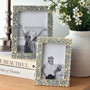 Portofino Blue & Cream Photo Frame 4x6", a display frame for a photograph or print