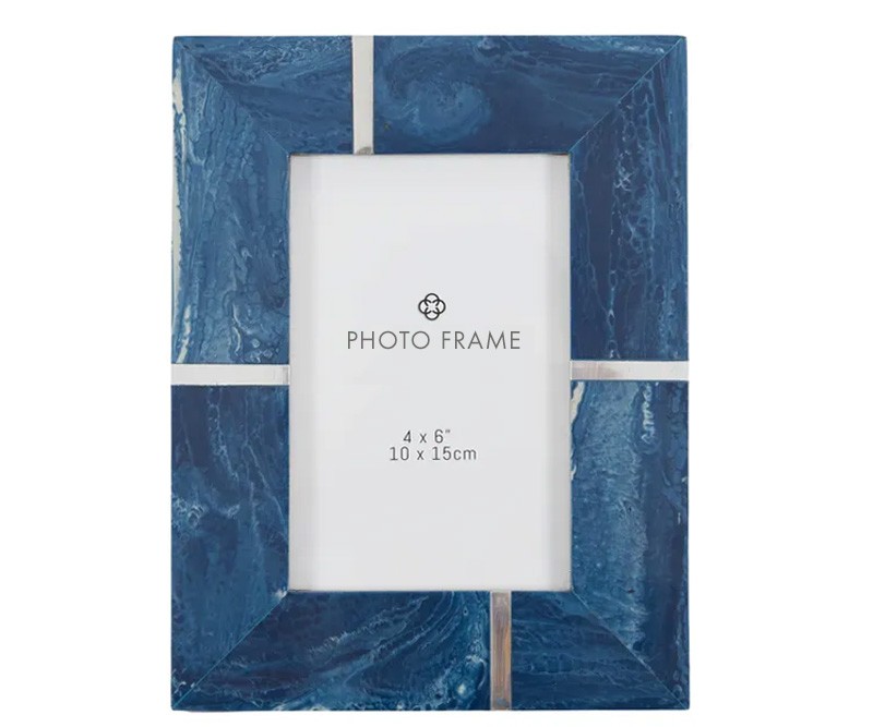 Ocean Blue Resin & Silver Frame 4x6