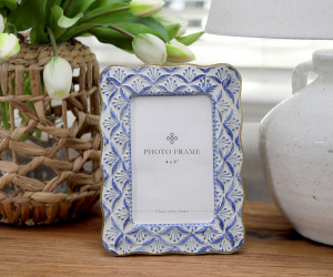 Amelie Blue & White Photo Frame 4x6