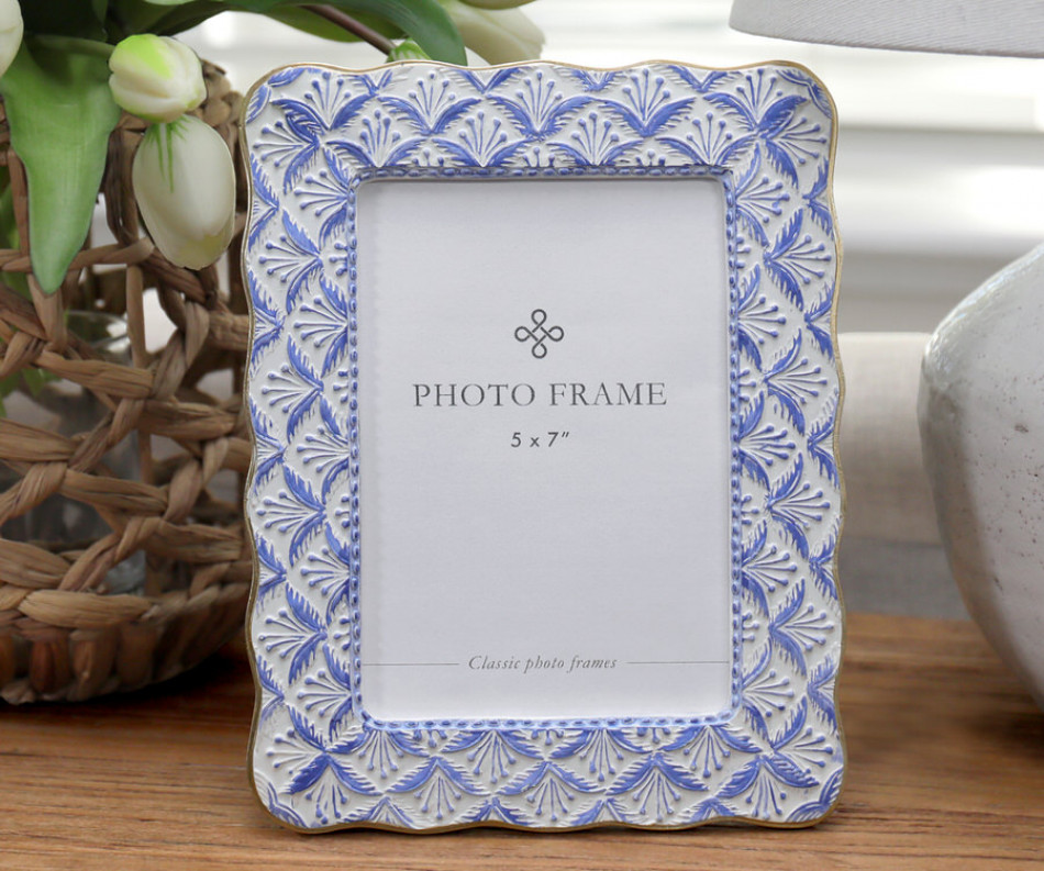 Amelie Blue & White Photo Frame 5x7"