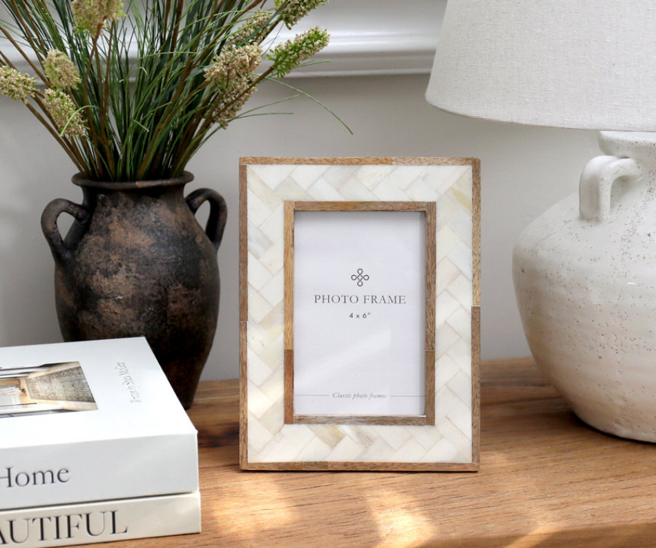 Paola Cream Bone & Wood Photo Frame 4x6