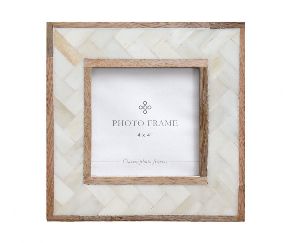 Paola Cream Bone & Wood Photo Frame 4x4